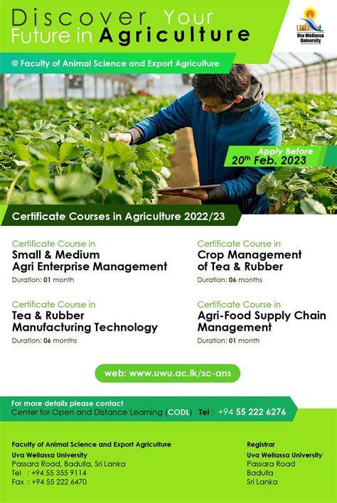 USM Main: Agriculture courses offered .